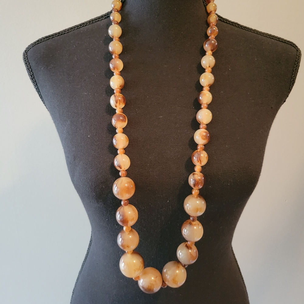 J. Crew Large Acrylic Tan/Brown Beaded Necklace